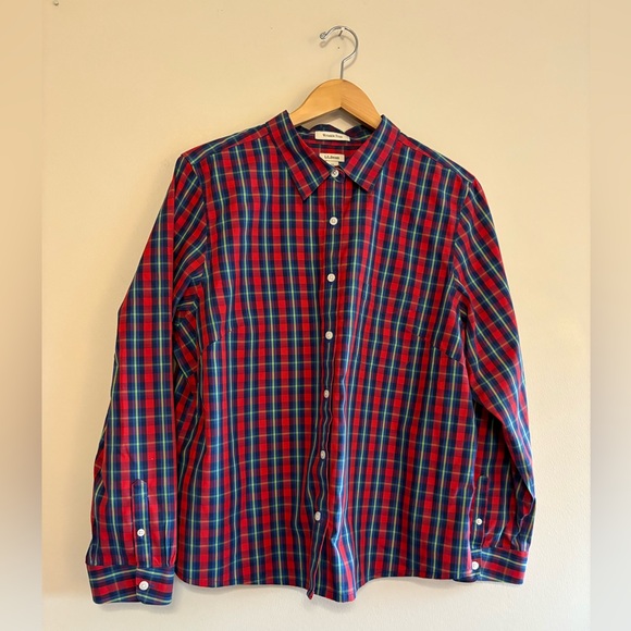 LL Bean Women’s Size 1X Wrinkle Free Plaid Collared Shirt Fall Winter Casual - Picture 1 of 6